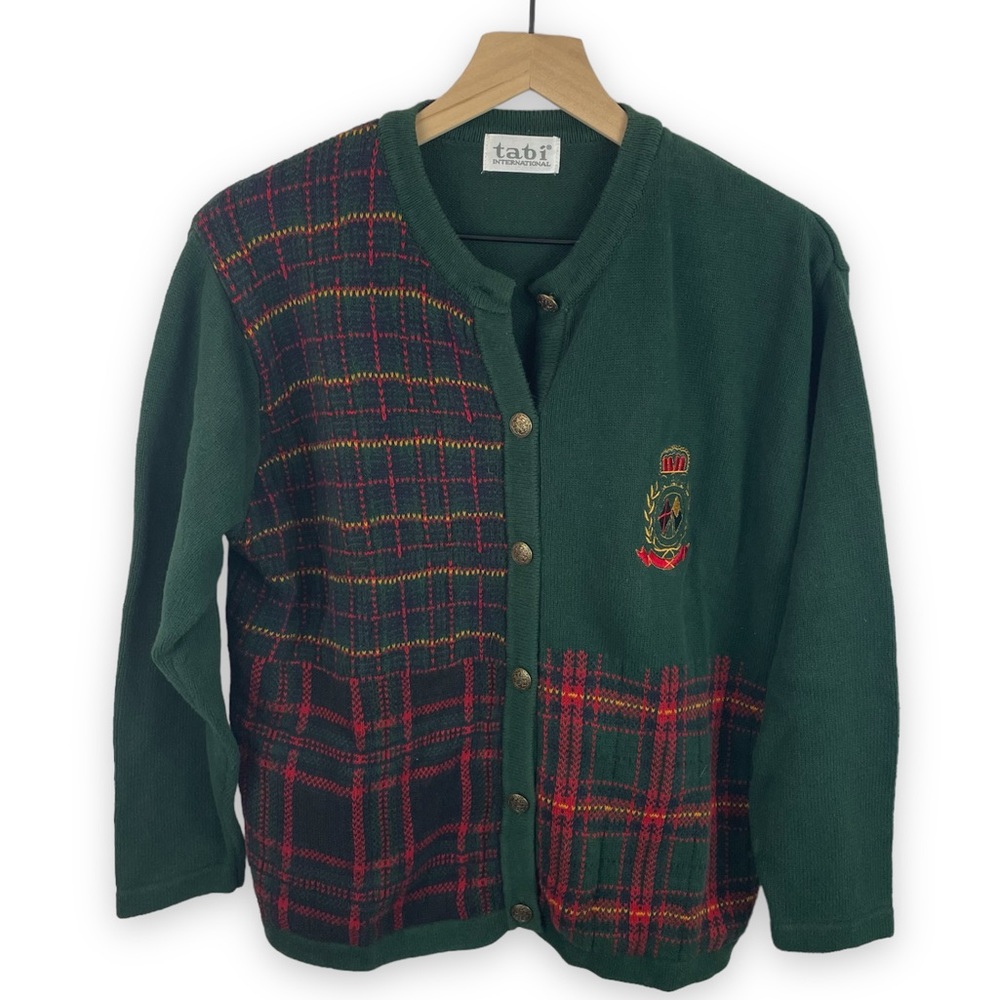 Vintage Plaid Patchwork Cardigan Tabi International Embroidered No Size Tag